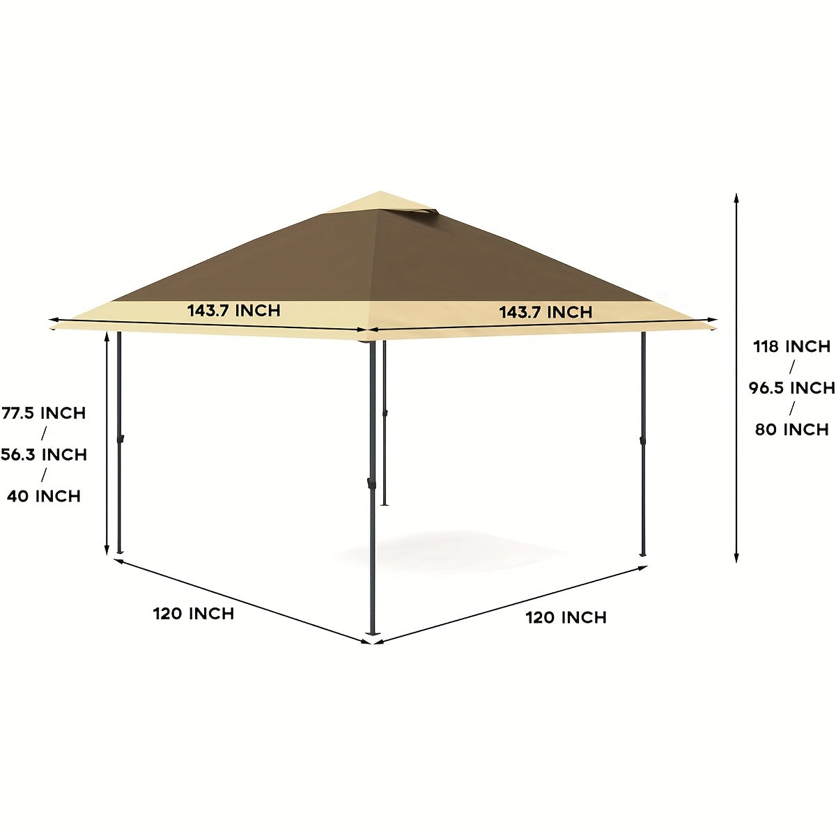 12'x12' Pop-Up Gazebo Instant Canopy Tent With Netting - Outdoor Shelter For Lawn, Garden, Backyard, And Deck - Includes 4 Stan-Bags, All-Season Use, Easy Setup, Durable Polyester Fabric, Mixed Colors