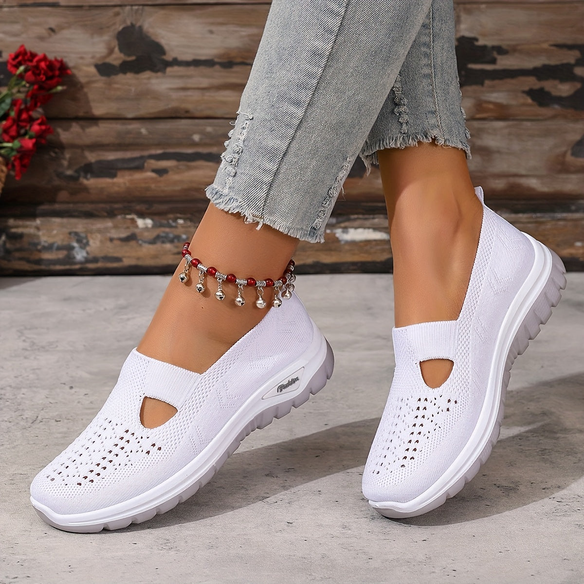 Women'S Slip-On Casual Sneakers - Breathable Fabric Upper & Lining, Lightweight Summer Beach Shoes with Cushioned Insole, Round Toe Design - Perfect Travel Gift for Vacation & Leisure, Vacation Footwear, Simple Slipon Style,