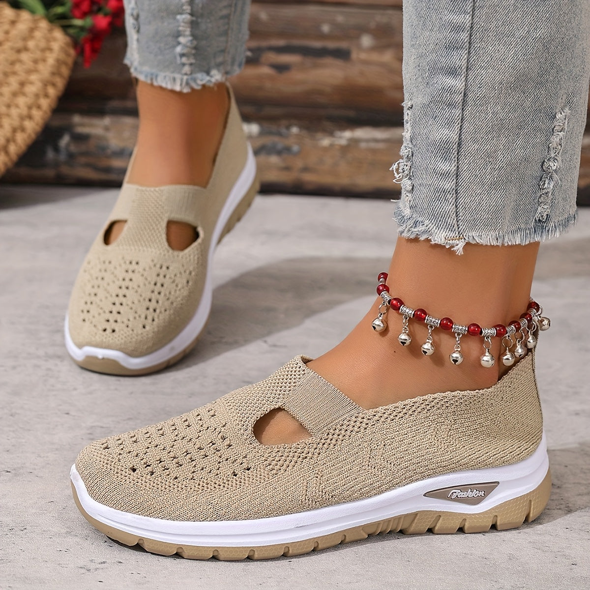 Women'S Slip-On Casual Sneakers - Breathable Fabric Upper & Lining, Lightweight Summer Beach Shoes with Cushioned Insole, Round Toe Design - Perfect Travel Gift for Vacation & Leisure, Vacation Footwear, Simple Slipon Style,