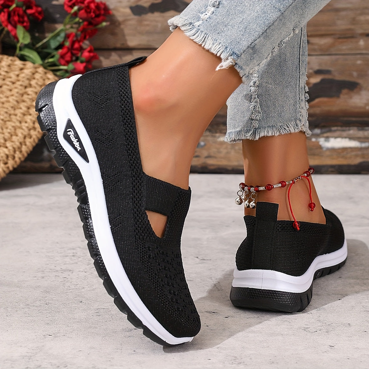 Women'S Slip-On Casual Sneakers - Breathable Fabric Upper & Lining, Lightweight Summer Beach Shoes with Cushioned Insole, Round Toe Design - Perfect Travel Gift for Vacation & Leisure, Vacation Footwear, Simple Slipon Style,