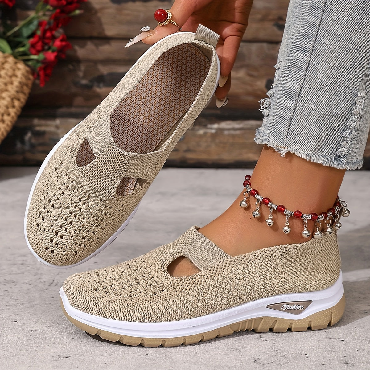 Women'S Slip-On Casual Sneakers - Breathable Fabric Upper & Lining, Lightweight Summer Beach Shoes with Cushioned Insole, Round Toe Design - Perfect Travel Gift for Vacation & Leisure, Vacation Footwear, Simple Slipon Style,