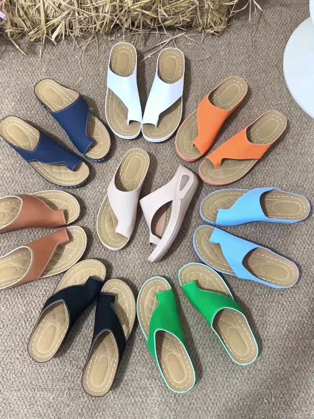 Women'S Summer Wedge Sandals - Comfortable Open-Toe Slip-On High Heel with Thick Cushioned Sole, Soft Faux Cover & Beaded Ankle Strap for Casual & Formal Outfits, Wedge Sandals, Formal Footwear, Decorative Beads, Durable Foot