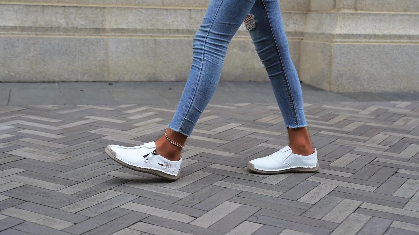 Women'S Handmade Casual Loafers - Suitable for 10 Occasions, Comfortable and Durable Slip-On Sneakers with Zipper Closure, Breathable Perforated Design, Rubber Sole, Perfect for Outdoor Wear, Spring and Summer