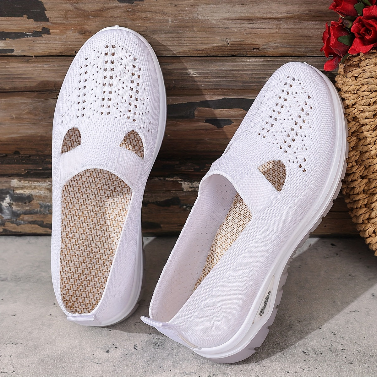 Women'S Slip-On Casual Sneakers - Breathable Fabric Upper & Lining, Lightweight Summer Beach Shoes with Cushioned Insole, Round Toe Design - Perfect Travel Gift for Vacation & Leisure, Vacation Footwear, Simple Slipon Style,