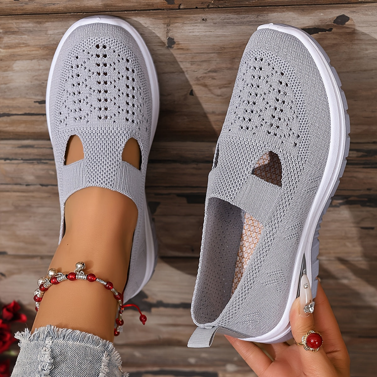 Women'S Slip-On Casual Sneakers - Breathable Fabric Upper & Lining, Lightweight Summer Beach Shoes with Cushioned Insole, Round Toe Design - Perfect Travel Gift for Vacation & Leisure, Vacation Footwear, Simple Slipon Style,