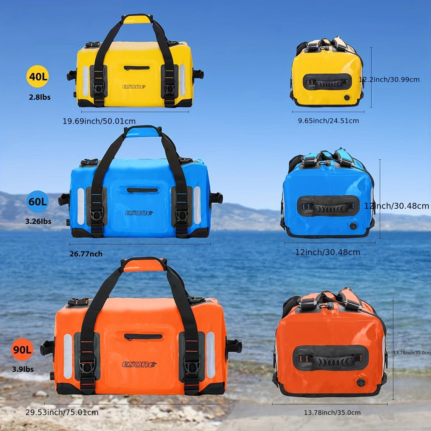 High Quality Dry Bag Backpack - Lockable Durable Sports Duffel for Kayaking, Camping, Paddle Board & Travel - Blue with Black Accents, Unisex Design for Men & Women, Water Sports Gear | Stylish Hydration Bag | Adjustable Shou