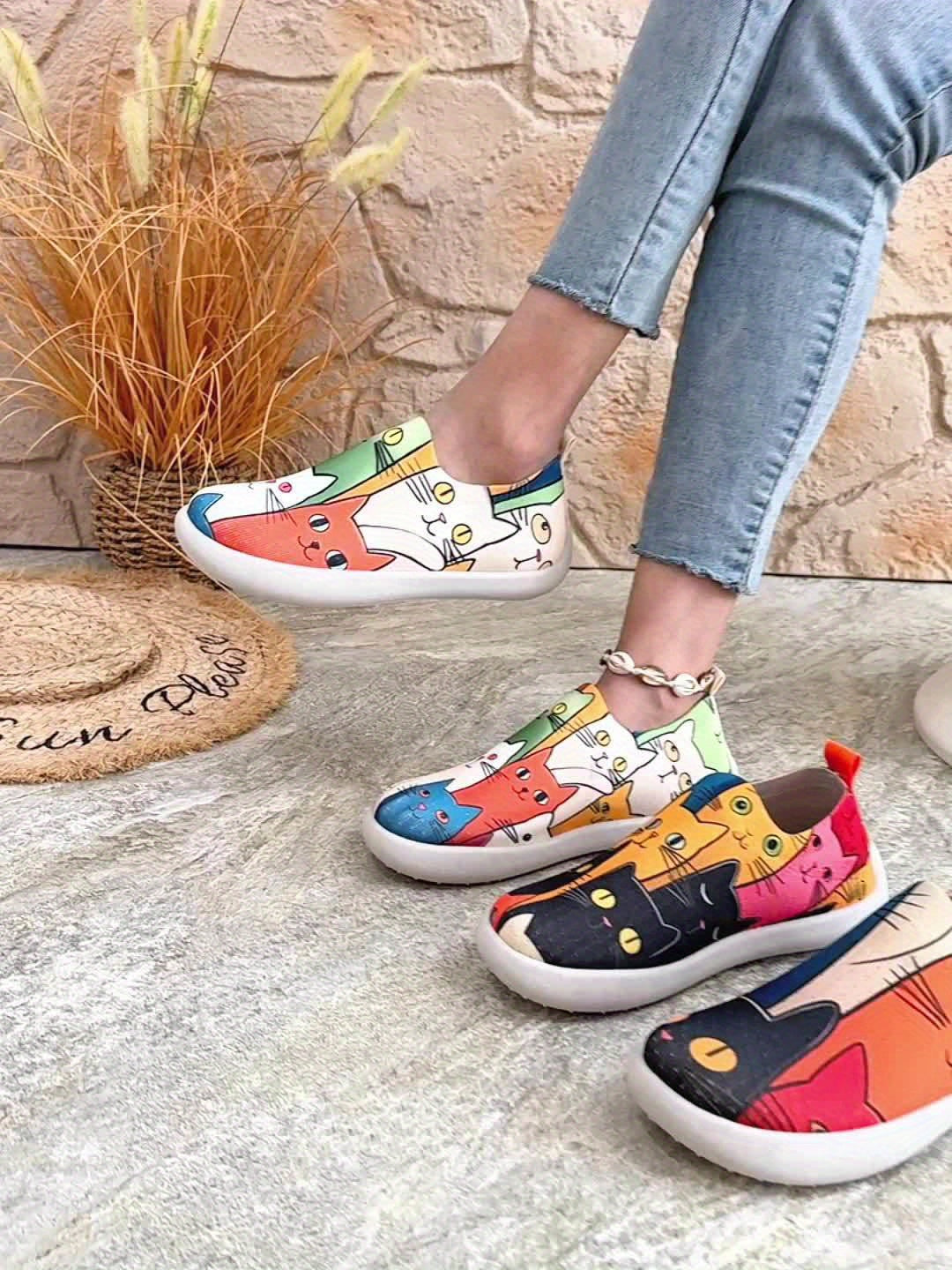 Affordable Women's casual sneakers, white color, stylish Women's sports shoes, summer wide-width slip-on Shoes, cute travel gift, suitable for beach leisure and vacation black Sneakers