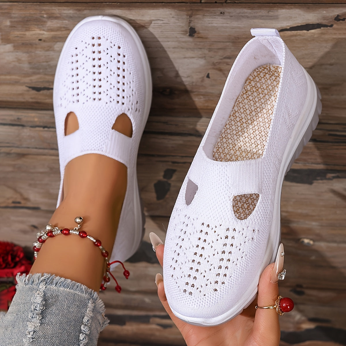 Women'S Slip-On Casual Sneakers - Breathable Fabric Upper & Lining, Lightweight Summer Beach Shoes with Cushioned Insole, Round Toe Design - Perfect Travel Gift for Vacation & Leisure, Vacation Footwear, Simple Slipon Style,
