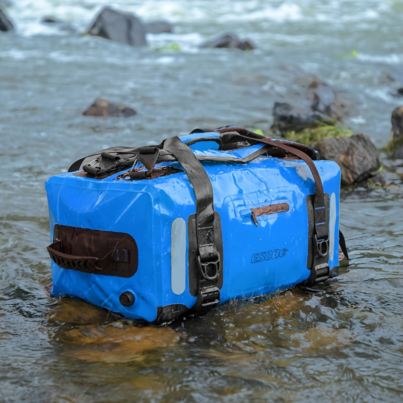 High Quality Dry Bag Backpack - Lockable Durable Sports Duffel for Kayaking, Camping, Paddle Board & Travel - Blue with Black Accents, Unisex Design for Men & Women, Water Sports Gear | Stylish Hydration Bag | Adjustable Shou