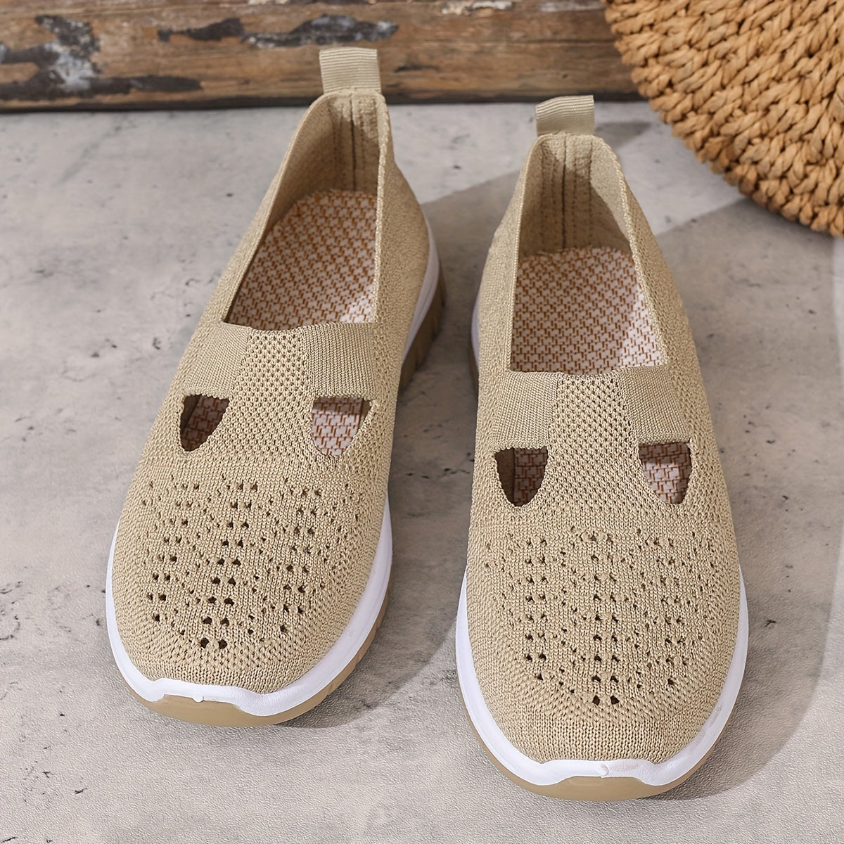 Women'S Slip-On Casual Sneakers - Breathable Fabric Upper & Lining, Lightweight Summer Beach Shoes with Cushioned Insole, Round Toe Design - Perfect Travel Gift for Vacation & Leisure, Vacation Footwear, Simple Slipon Style,