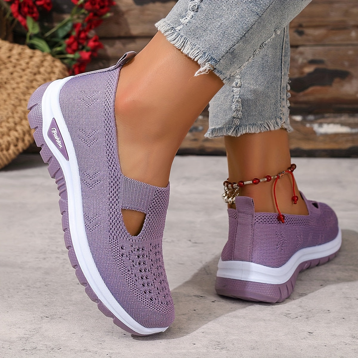 Women'S Slip-On Casual Sneakers - Breathable Fabric Upper & Lining, Lightweight Summer Beach Shoes with Cushioned Insole, Round Toe Design - Perfect Travel Gift for Vacation & Leisure, Vacation Footwear, Simple Slipon Style,