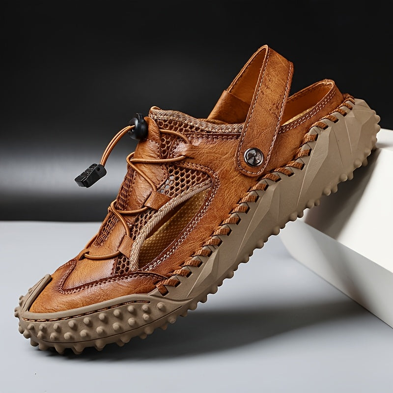 GEAINO Women's Outdoor Plus Size Sandals - Breathable Round-Toe Design with Adjustable Straps, Durable Rubber Sole & Comfortable Fabric Lining for Casual Walking, Hiking, Beach - Brown, Strappy Sandals