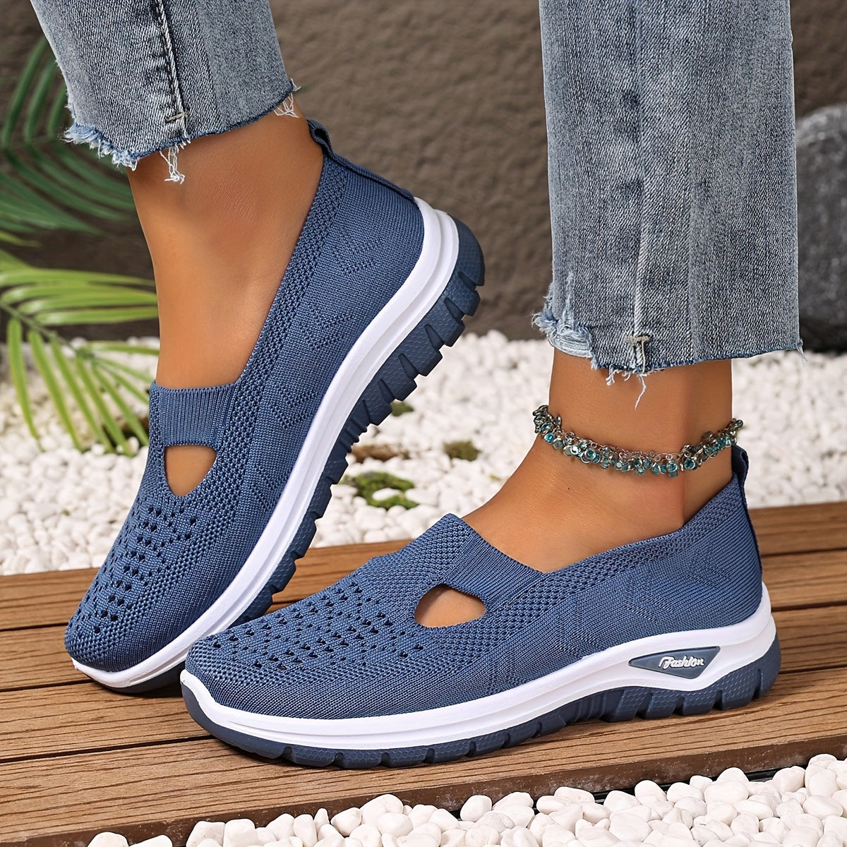 Women'S Slip-On Casual Sneakers - Breathable Fabric Upper & Lining, Lightweight Summer Beach Shoes with Cushioned Insole, Round Toe Design - Perfect Travel Gift for Vacation & Leisure, Vacation Footwear, Simple Slipon Style,