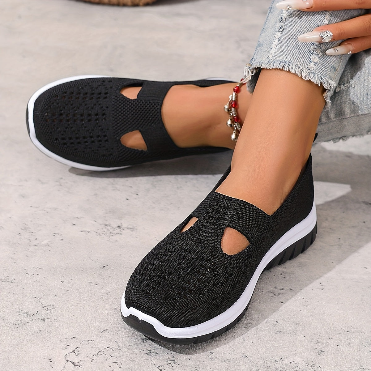 Women'S Slip-On Casual Sneakers - Breathable Fabric Upper & Lining, Lightweight Summer Beach Shoes with Cushioned Insole, Round Toe Design - Perfect Travel Gift for Vacation & Leisure, Vacation Footwear, Simple Slipon Style,