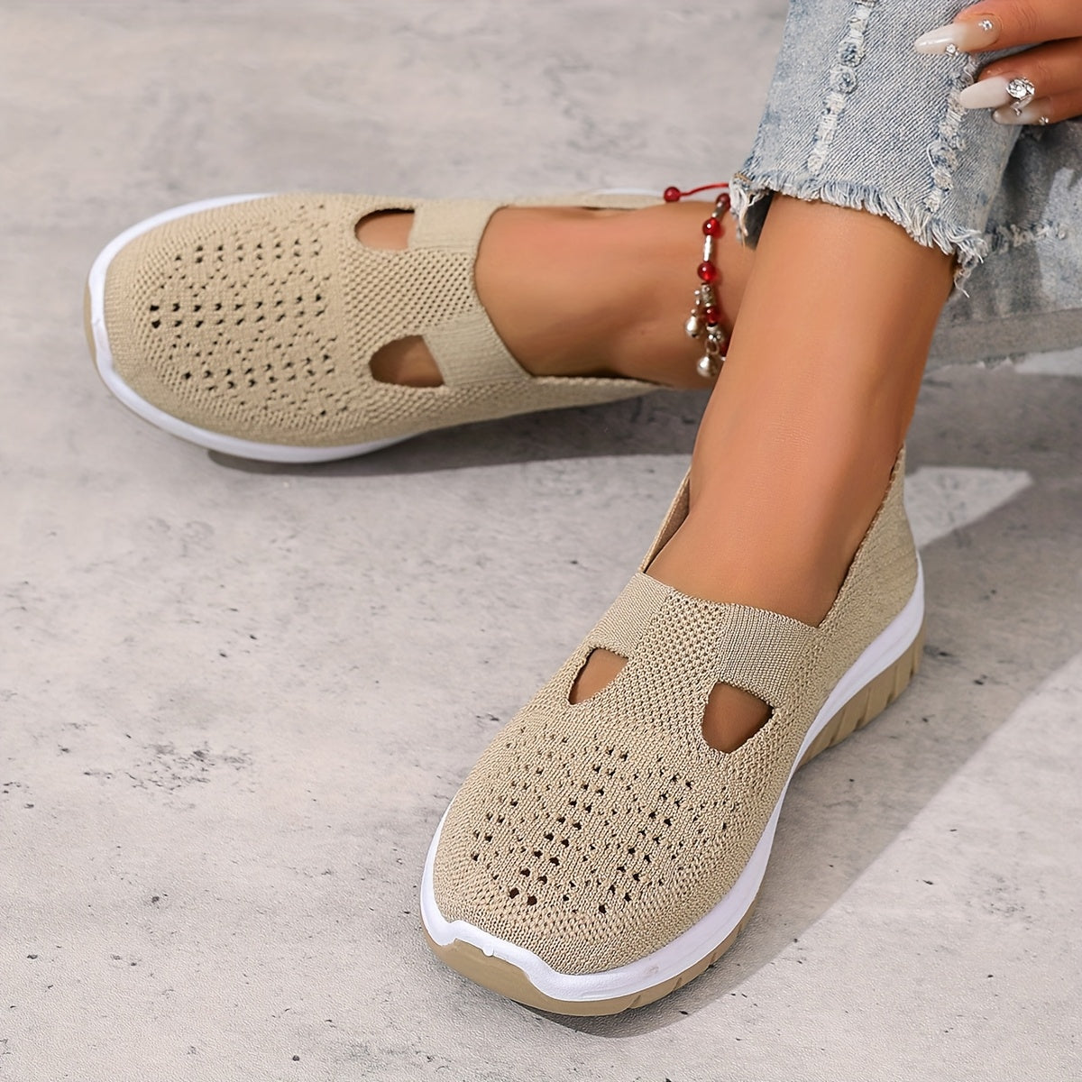 Women'S Slip-On Casual Sneakers - Breathable Fabric Upper & Lining, Lightweight Summer Beach Shoes with Cushioned Insole, Round Toe Design - Perfect Travel Gift for Vacation & Leisure, Vacation Footwear, Simple Slipon Style,