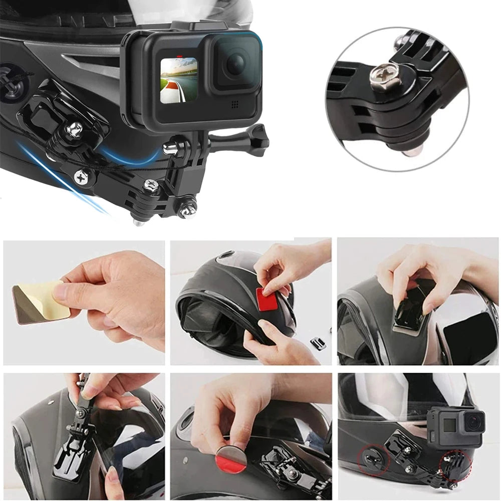 Motorcycle Helmet Kit for GoPro Hero 12 11 10 9 8 7 Action Camera Accessories Set Chin Mount Bracket Bike Chin Mount For Go Pro