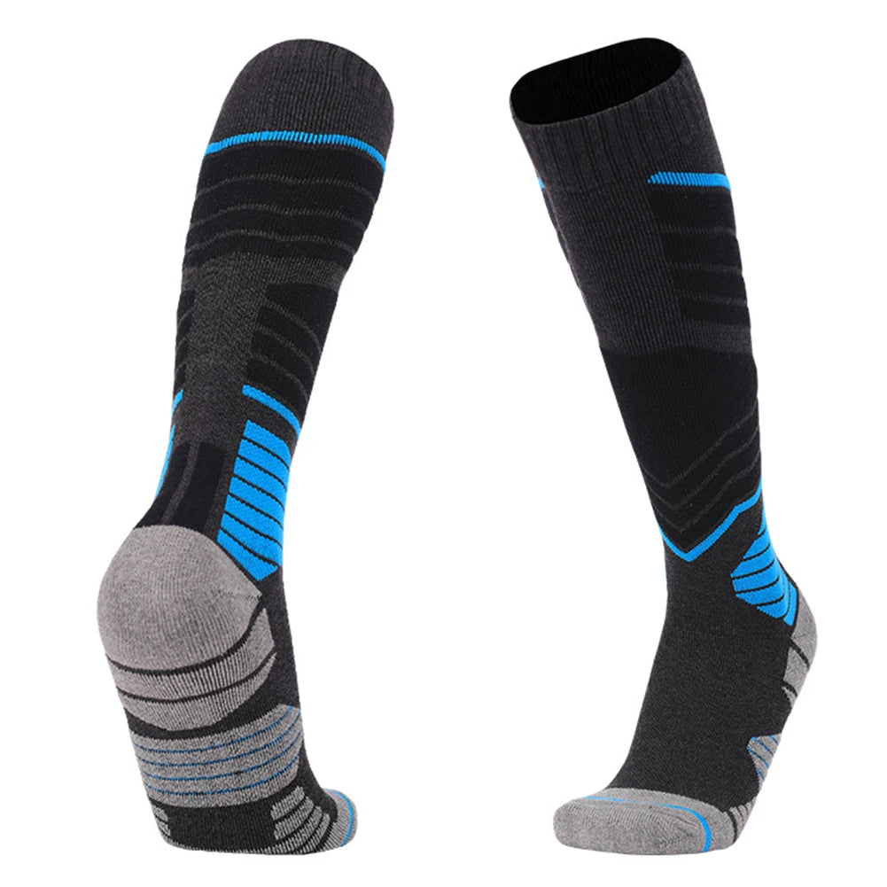 1 Pair Winter Thermal Ski Socks Climbing Sports Socks High Tube Stockings for Men Outdoor Skiing Cycling Running Hiking