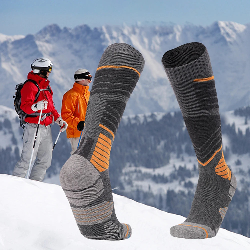1 Pair Winter Thermal Ski Socks Climbing Sports Socks High Tube Stockings for Men Outdoor Skiing Cycling Running Hiking
