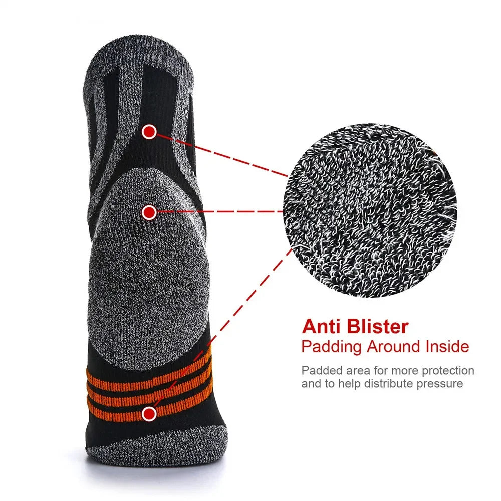 5 Pairs Socks Men Anti Blister Autumn Winter Terry Socks Outdoor Sports Running Cycling Marathon Camping Trekking Rugby Socks