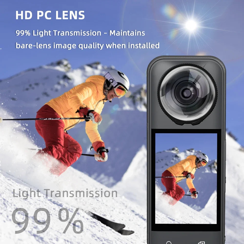 Flymile X5 Premium Lens Guard Cap for Insta360 X5 Accessories PC Lens Protector Cover Scratch/Drop/Dust Proof Cap Transparency