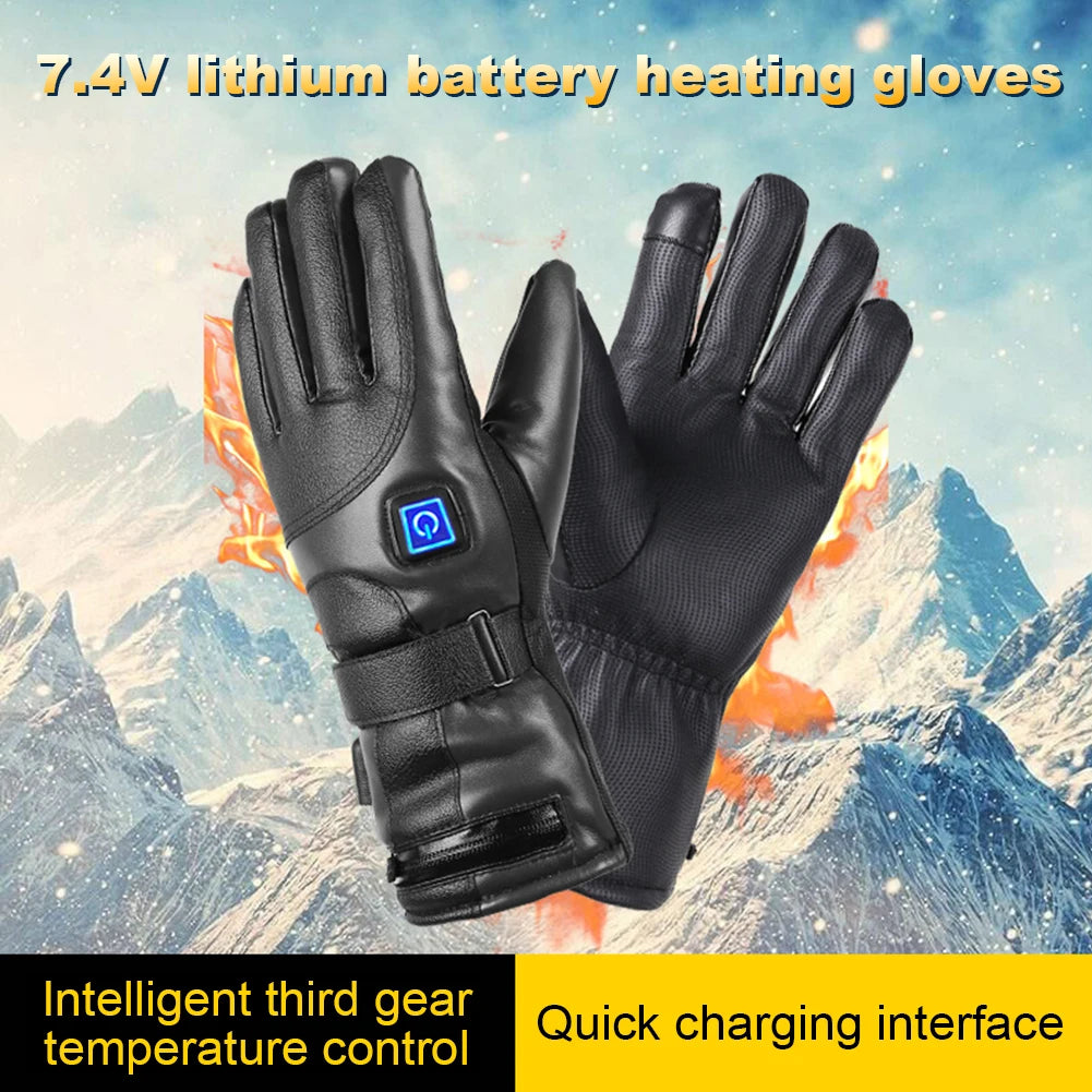Rechargeable Electric Winter Gloves 3 Temperature Levels Waterproof Thermal Touchscreen Gloves Cold Weather Gloves for Men Women