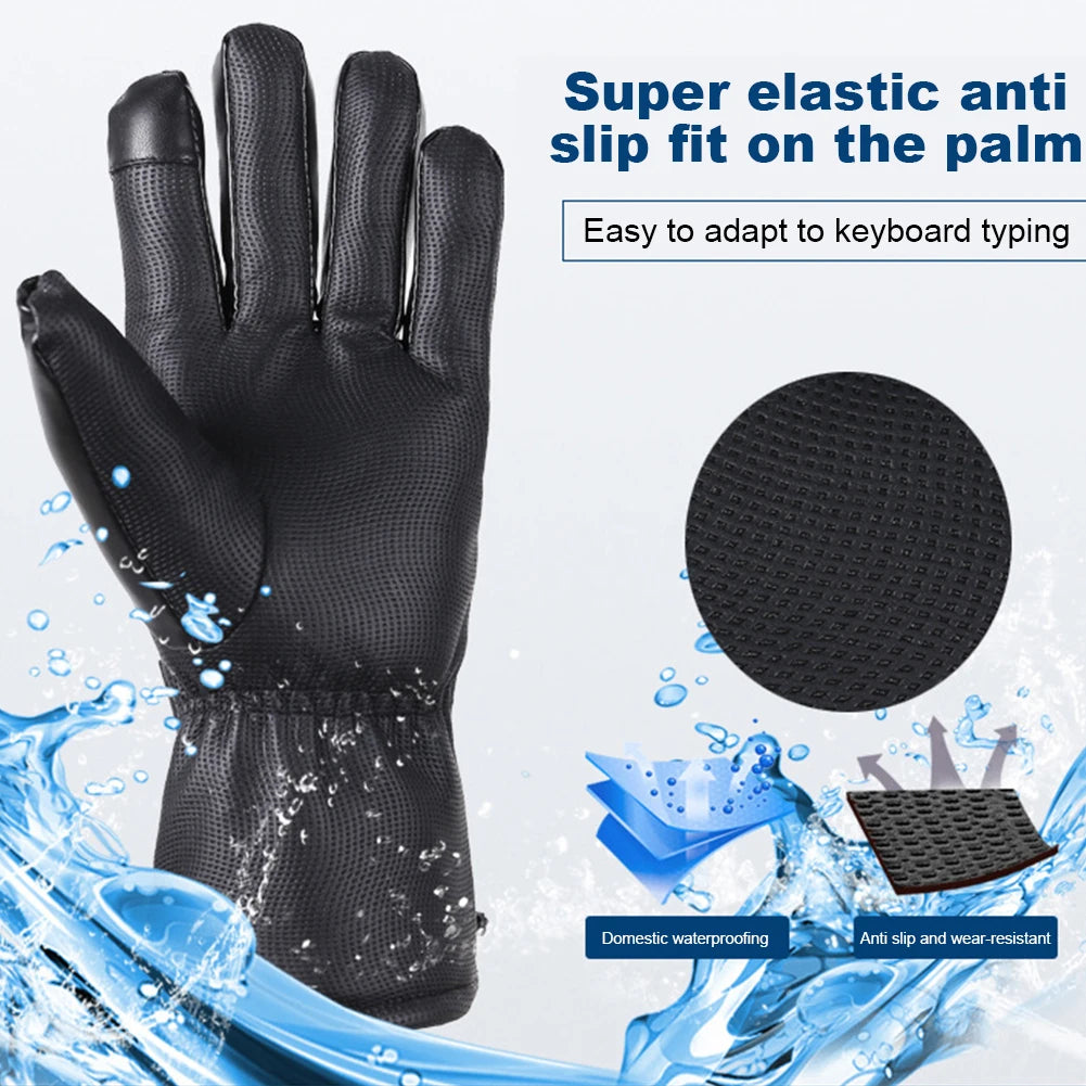 Rechargeable Electric Winter Gloves 3 Temperature Levels Waterproof Thermal Touchscreen Gloves Cold Weather Gloves for Men Women