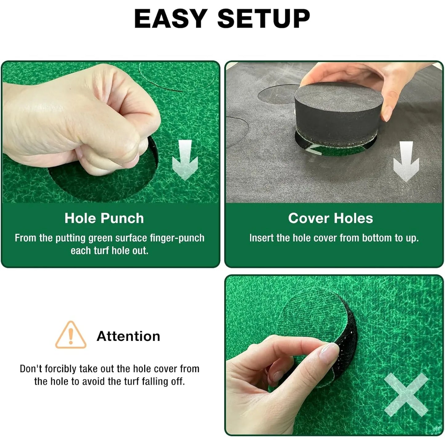 Indoor Putting Green Mat with 2 Putters, 2 Balls, 12 Hole Covers, Great for Party Games | Golf Training Mat, Great Gift for Men