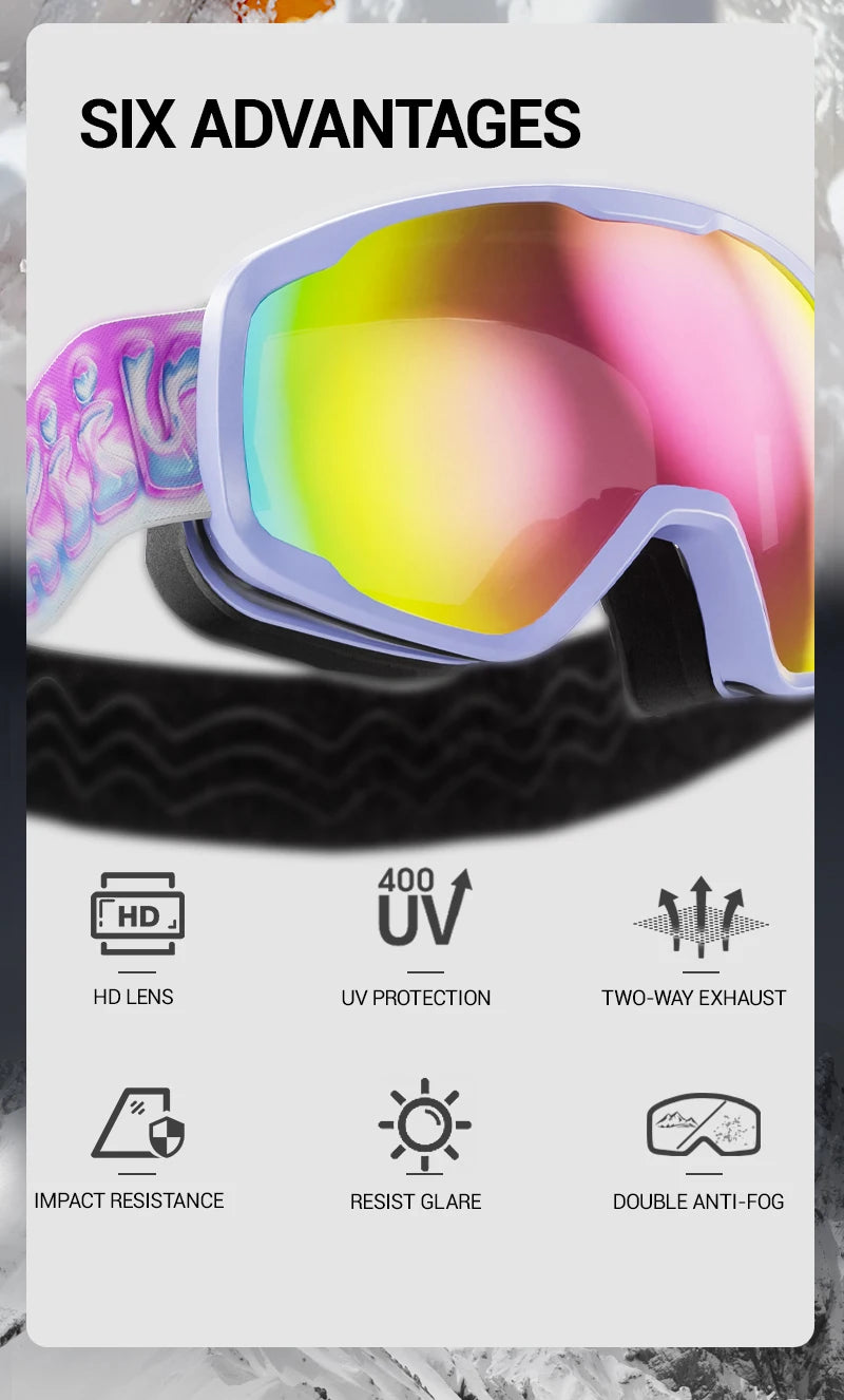 Kapvoe Teenager Kids Ski Goggles Winter Outdoor Sports Anti-fog Snowboard Goggles Double UV400 Child Skiing Mask Glasses New