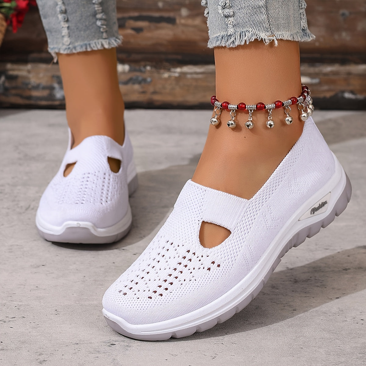 Women'S Slip-On Casual Sneakers - Breathable Fabric Upper & Lining, Lightweight Summer Beach Shoes with Cushioned Insole, Round Toe Design - Perfect Travel Gift for Vacation & Leisure, Vacation Footwear, Simple Slipon Style,
