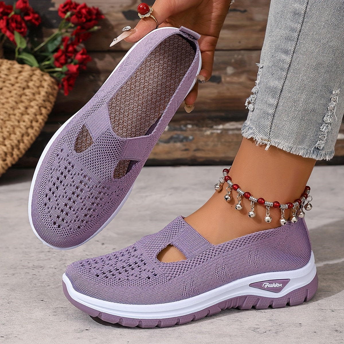 Women'S Slip-On Casual Sneakers - Breathable Fabric Upper & Lining, Lightweight Summer Beach Shoes with Cushioned Insole, Round Toe Design - Perfect Travel Gift for Vacation & Leisure, Vacation Footwear, Simple Slipon Style,