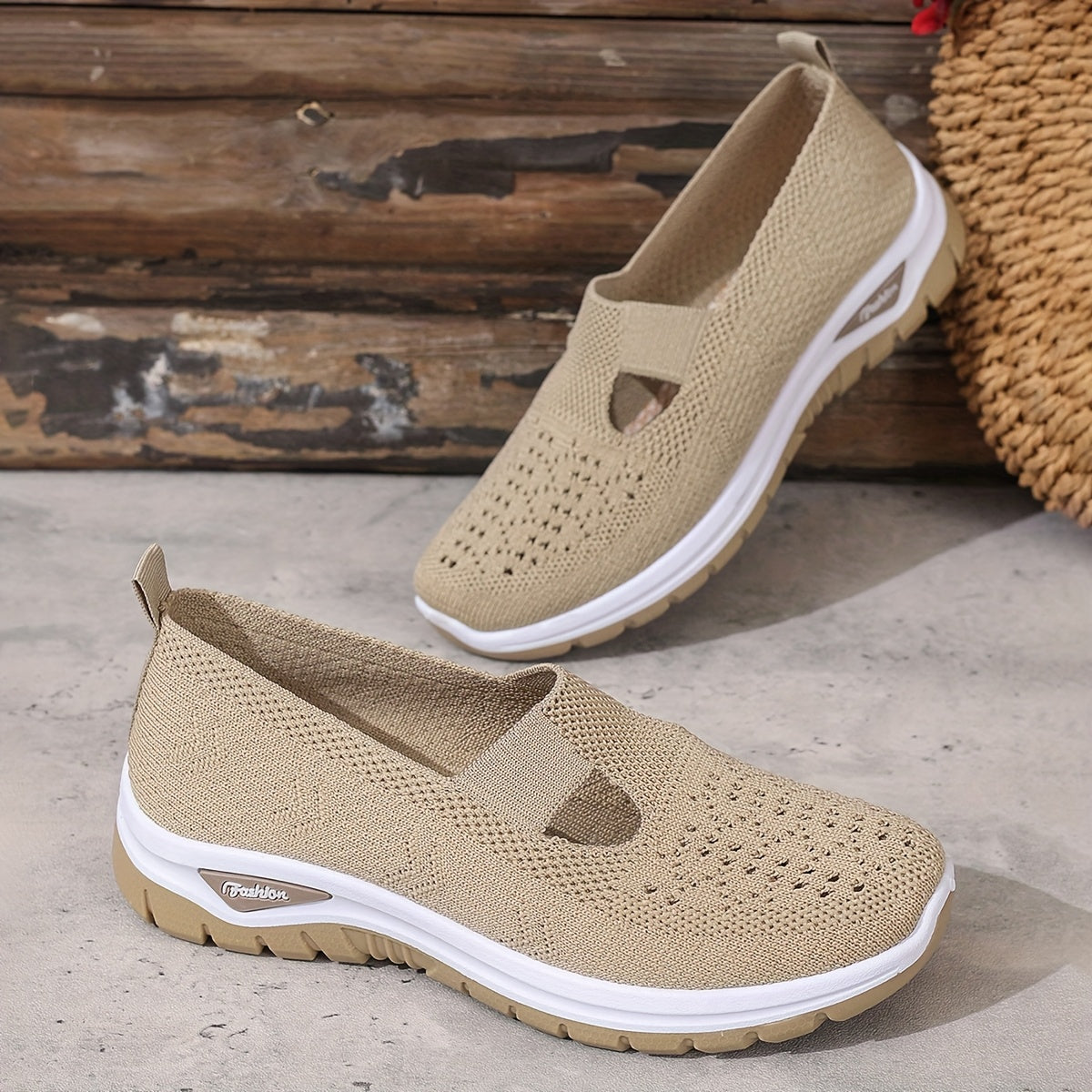 Women'S Slip-On Casual Sneakers - Breathable Fabric Upper & Lining, Lightweight Summer Beach Shoes with Cushioned Insole, Round Toe Design - Perfect Travel Gift for Vacation & Leisure, Vacation Footwear, Simple Slipon Style,
