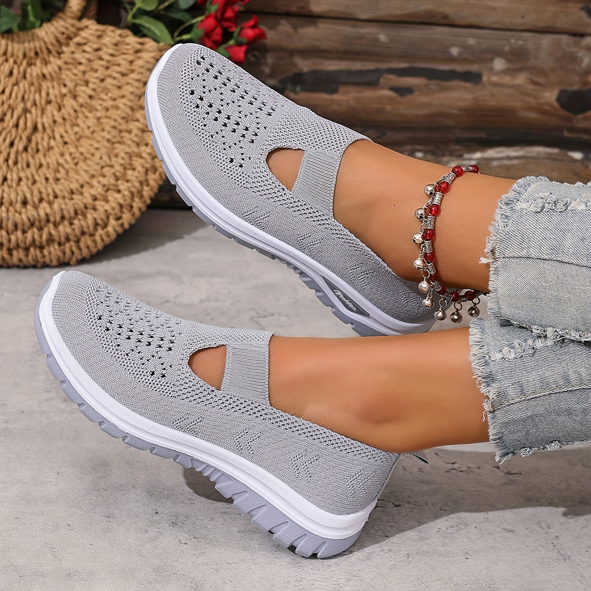 Women'S Slip-On Casual Sneakers - Breathable Fabric Upper & Lining, Lightweight Summer Beach Shoes with Cushioned Insole, Round Toe Design - Perfect Travel Gift for Vacation & Leisure, Vacation Footwear, Simple Slipon Style,