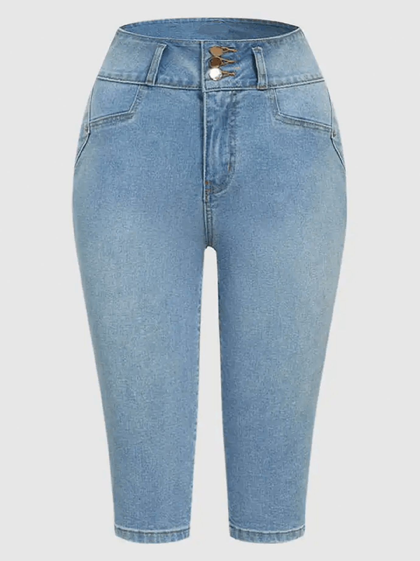 Women's Flattering Fit Embroidered Daisy Flower Denim Capris with Frayed Hems, Stretchy Jean Shorts for All Summer Occasions