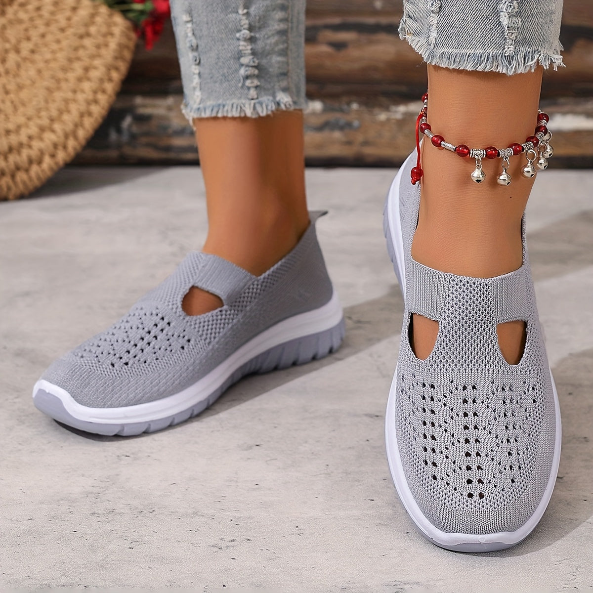 Women'S Slip-On Casual Sneakers - Breathable Fabric Upper & Lining, Lightweight Summer Beach Shoes with Cushioned Insole, Round Toe Design - Perfect Travel Gift for Vacation & Leisure, Vacation Footwear, Simple Slipon Style,