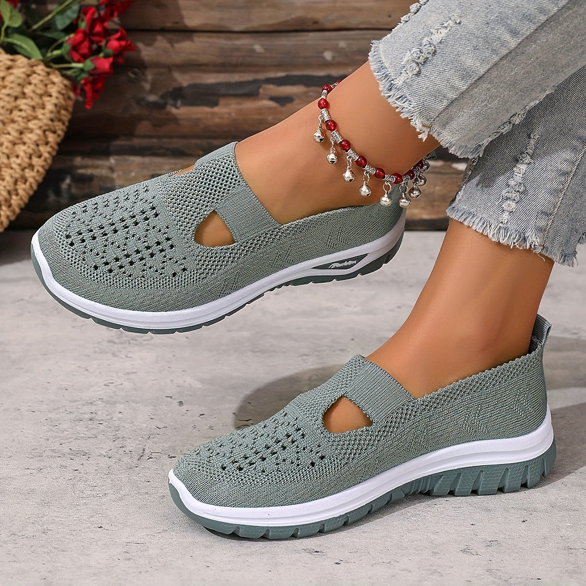 Women'S Slip-On Casual Sneakers - Breathable Fabric Upper & Lining, Lightweight Summer Beach Shoes with Cushioned Insole, Round Toe Design - Perfect Travel Gift for Vacation & Leisure, Vacation Footwear, Simple Slipon Style,