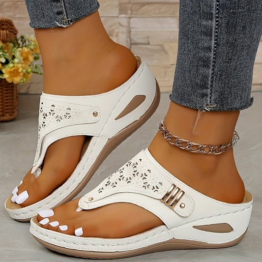 2025 New Women'S Wedge Sandals - 10 Pair Options, Comfortable Summer Slip-On with Open Toe & Back Strap, White & Black Casual Shoes for Casual Attire, Strappy Sandals