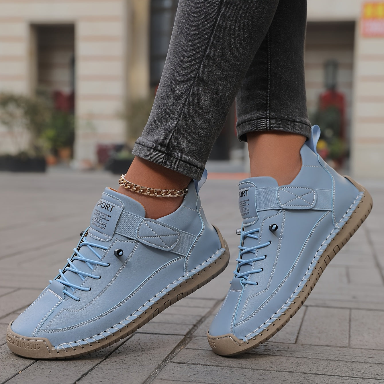 [Comfortable Sneakers] Comfortable Women's Fashion Sneakers | Low-Top Lace-Up Shoes with EVA Sole And Fabric Lining, Casual, Flat Shoes