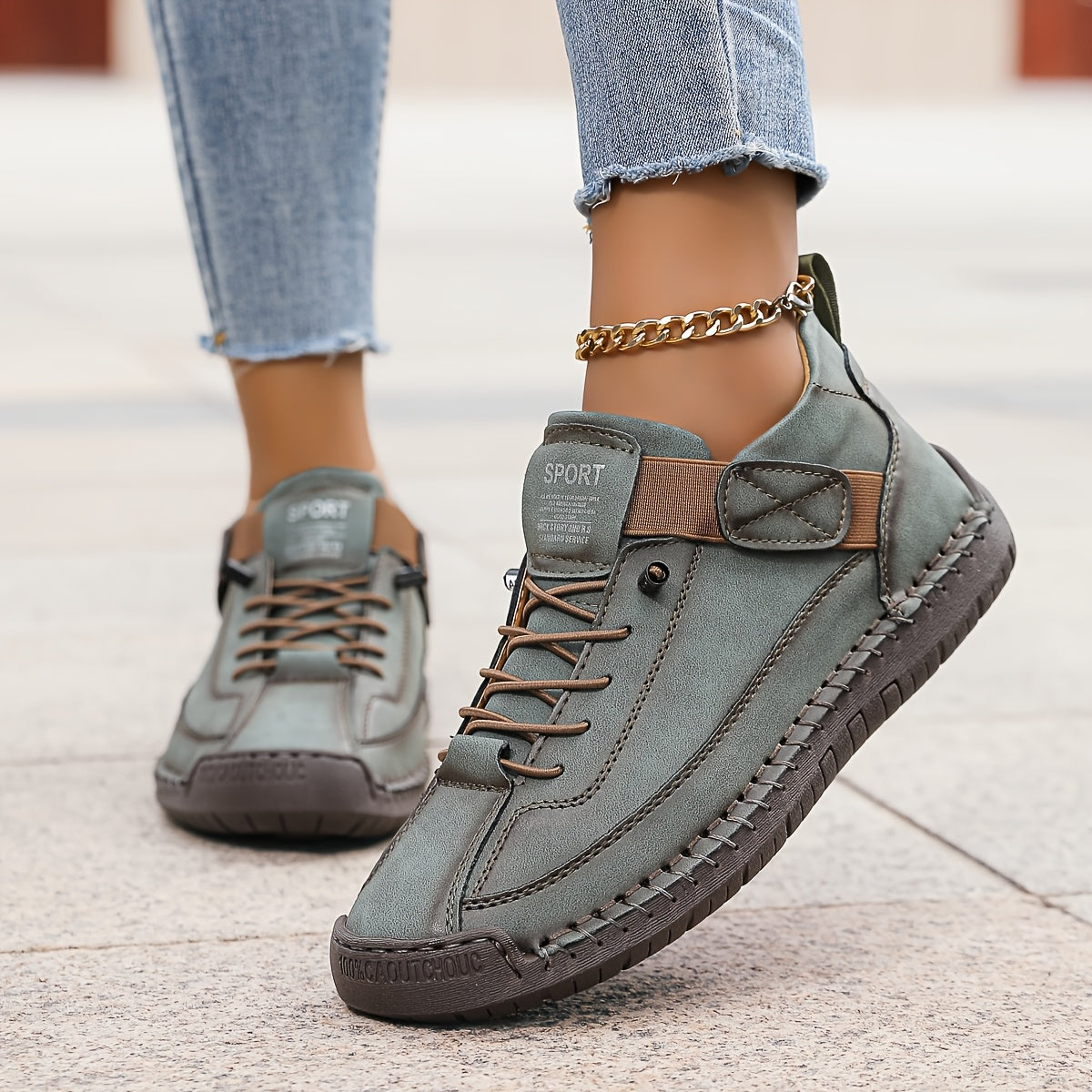 [Comfortable Sneakers] Comfortable Women's Fashion Sneakers | Low-Top Lace-Up Shoes with EVA Sole And Fabric Lining, Casual, Flat Shoes