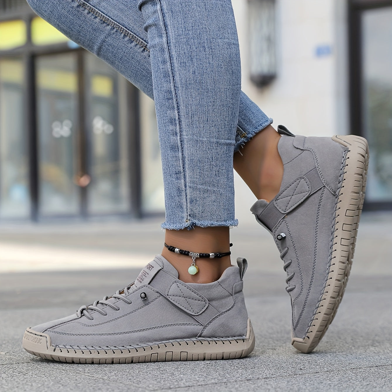 [Comfortable Sneakers] Comfortable Women's Fashion Sneakers | Low-Top Lace-Up Shoes with EVA Sole And Fabric Lining, Casual, Flat Shoes