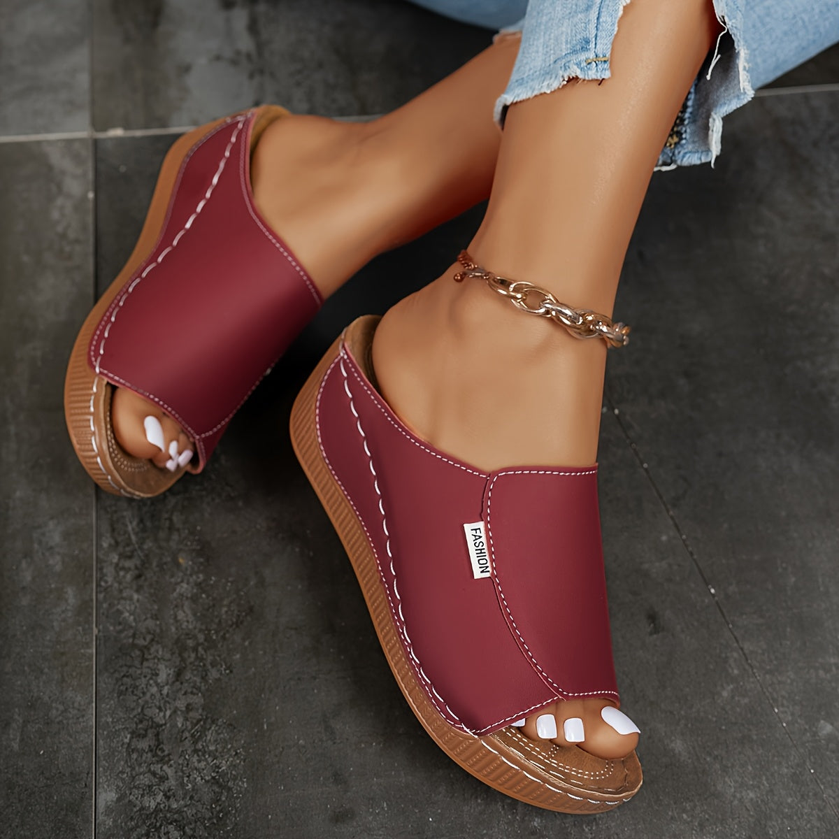 [6cm Light Blue Sandals] Light Blue Women's Platform Sandals | Comfortable Low Heel Summer Shoes, 6cm Width, TPR Sole, Brown PU Cover Inner Layer, Hand Wash or Dry Clean, Cushioned Insole, Strappy Sandals
