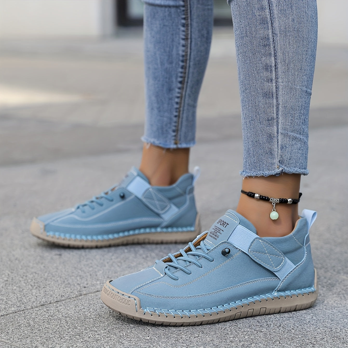 [Comfortable Sneakers] Comfortable Women's Fashion Sneakers | Low-Top Lace-Up Shoes with EVA Sole And Fabric Lining, Casual, Flat Shoes
