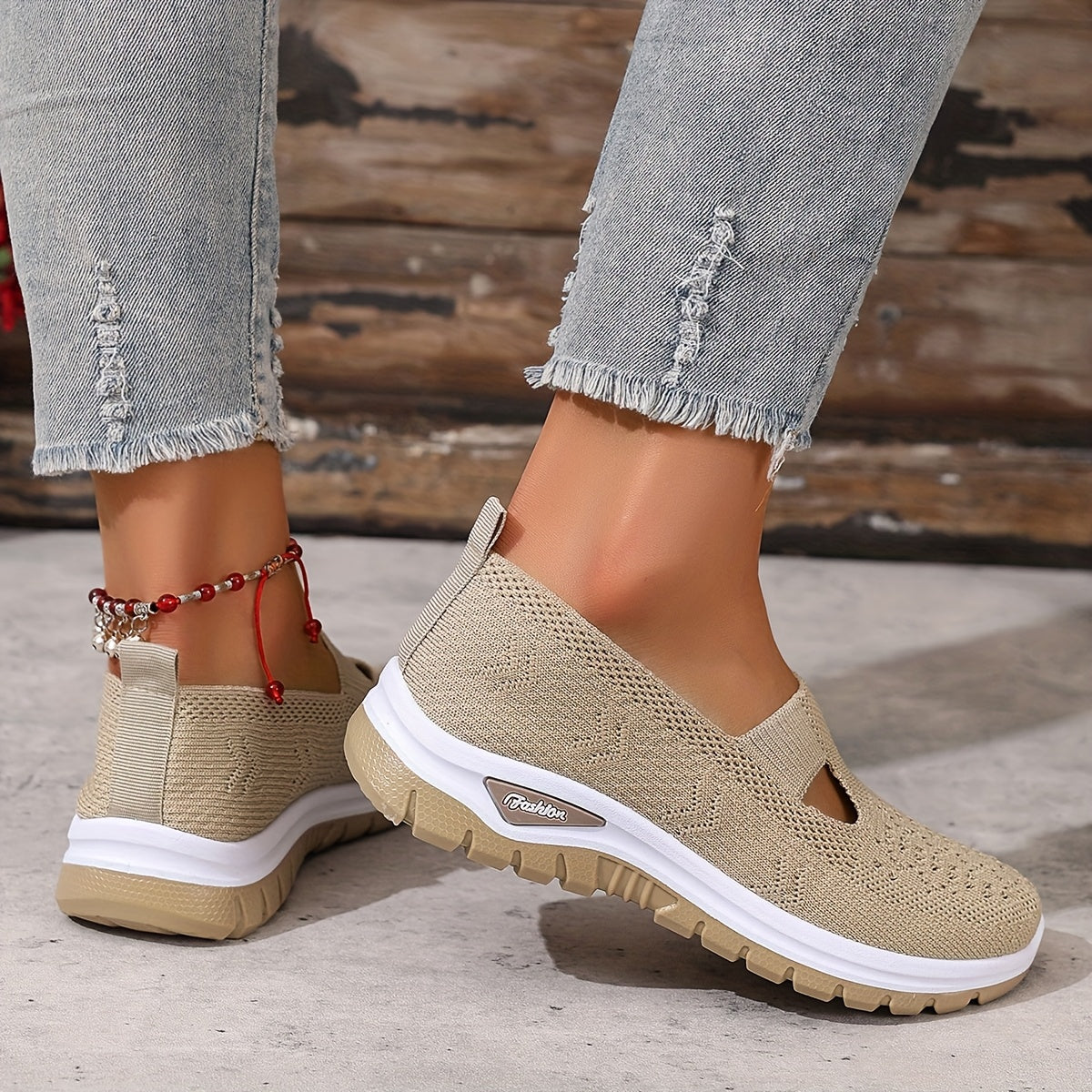 Women'S Slip-On Casual Sneakers - Breathable Fabric Upper & Lining, Lightweight Summer Beach Shoes with Cushioned Insole, Round Toe Design - Perfect Travel Gift for Vacation & Leisure, Vacation Footwear, Simple Slipon Style,
