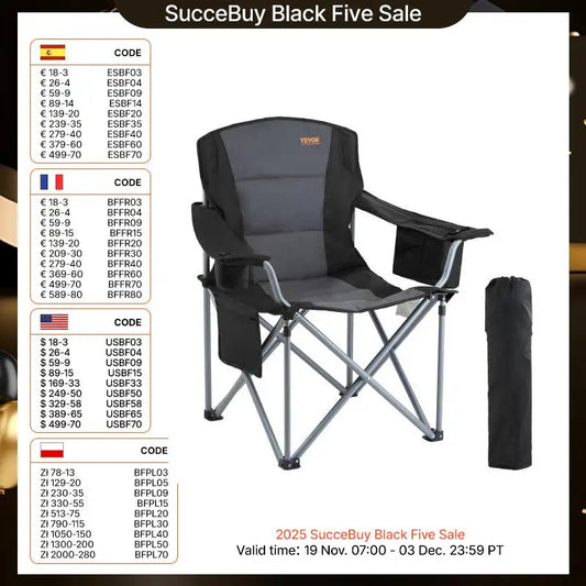 SucceBuy Outdoor Camping Chair 350lbs High Load Ultralight Folding Chair Portable Beach Hiking Picnic Travel Seat Fishing Tool