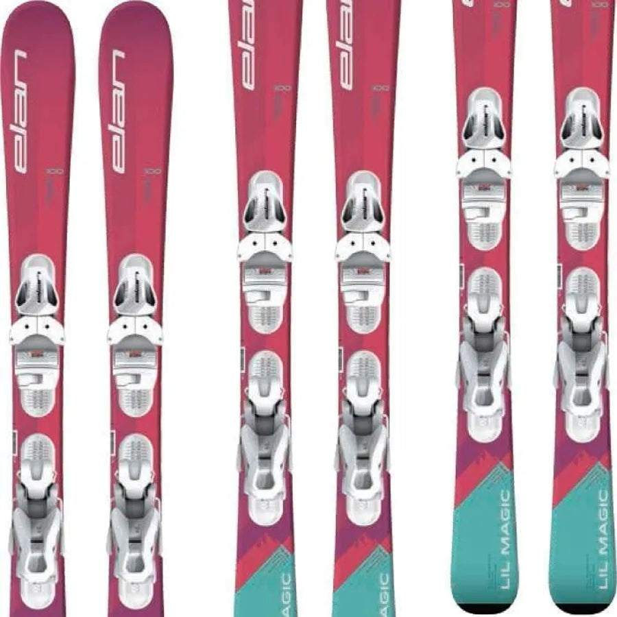 Adjustable Size Girl's Skis Lil Magic with EL4.5 GW System for Winter Track Skiing Perfect for Beginners and Outdoor Snow Activ