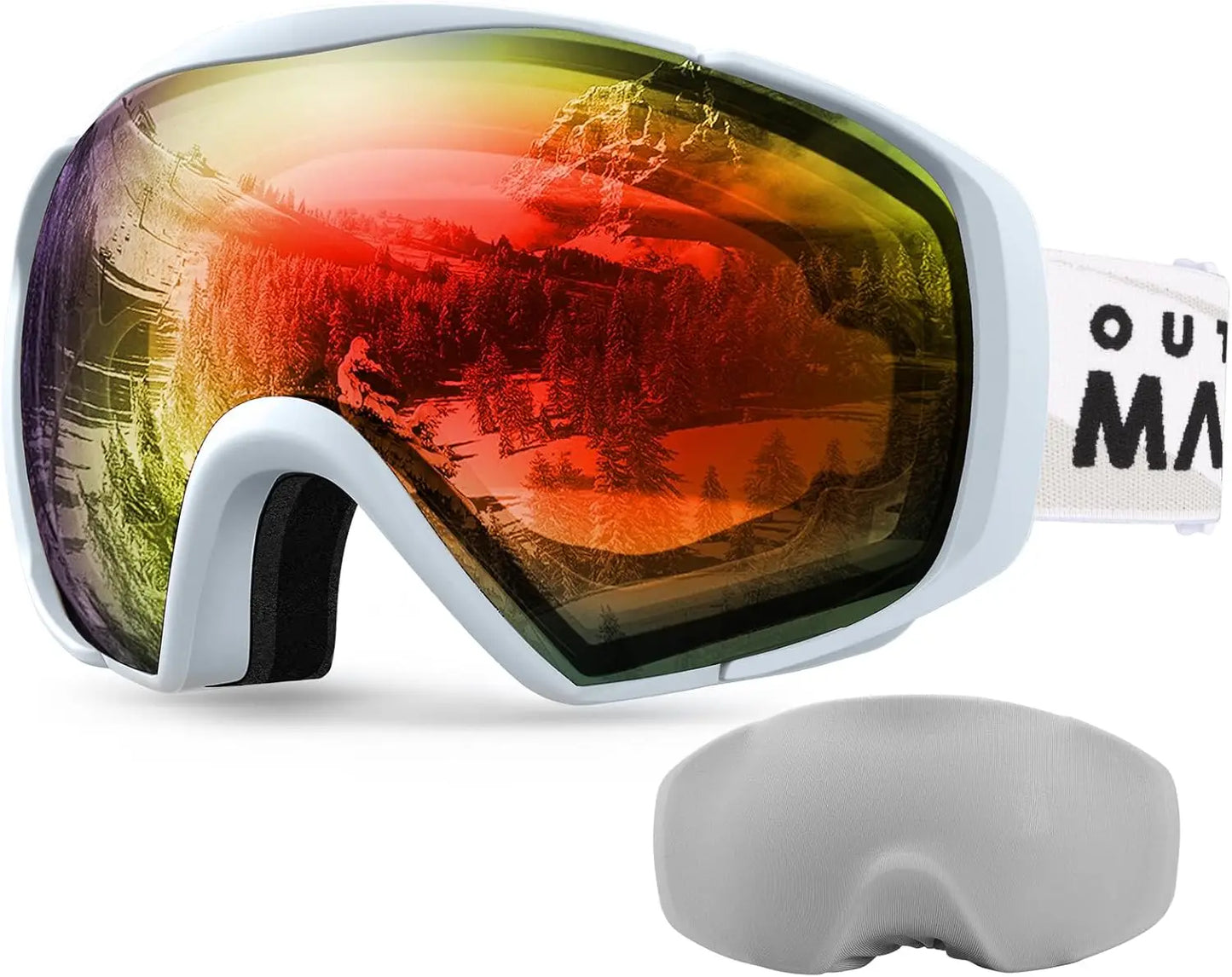 OutdoorMaster Ski Goggles with Cover Snowboard Snow Goggles OTG Anti-Fog