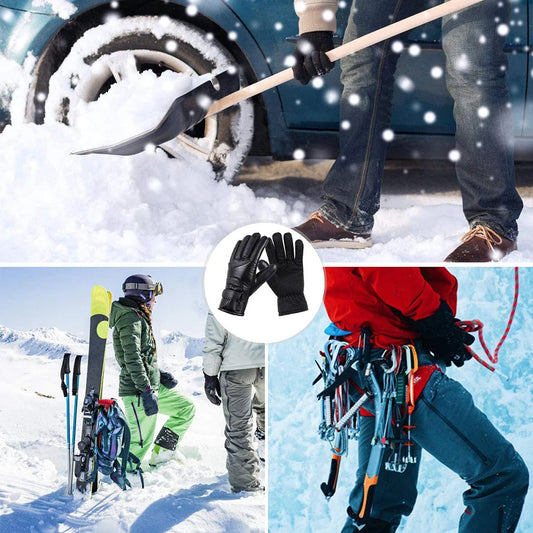 USB Thermal Heated Gloves Waterproof Hand Warmers PU Leather Heating Gloves Soft Winter Outdoor Warm Gloves for Off Road Skiing