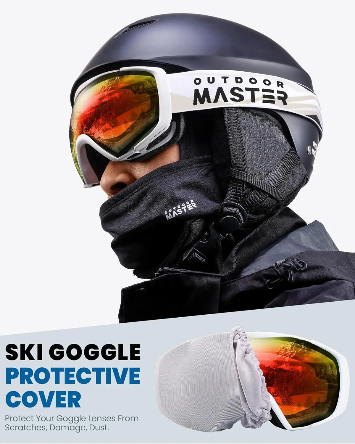 OutdoorMaster Ski Goggles with Cover Snowboard Snow Goggles OTG Anti-Fog