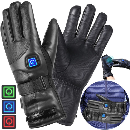 Rechargeable Electric Winter Gloves 3 Temperature Levels Waterproof Thermal Touchscreen Gloves Cold Weather Gloves for Men Women