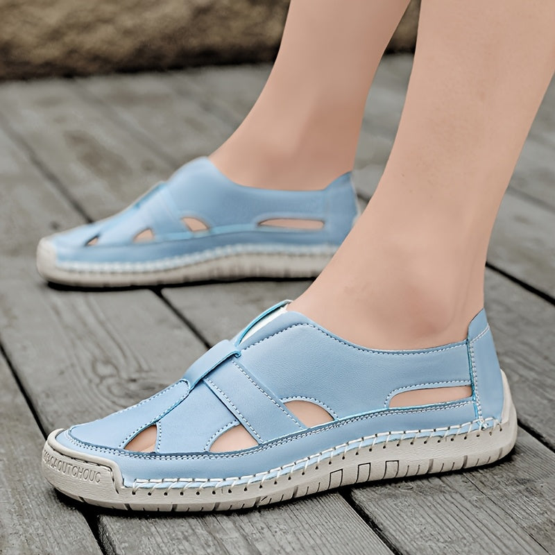 [Casual Summer Sandals] Summer Women's Casual Sandals | Breathable Hollow-Out Design, Non-Slip Rubber Sole, Adjustable Hook & Loop Closure, Round Toe Low-Cut Beach Shoes for Hiking, Couples, Multiple Colors Available