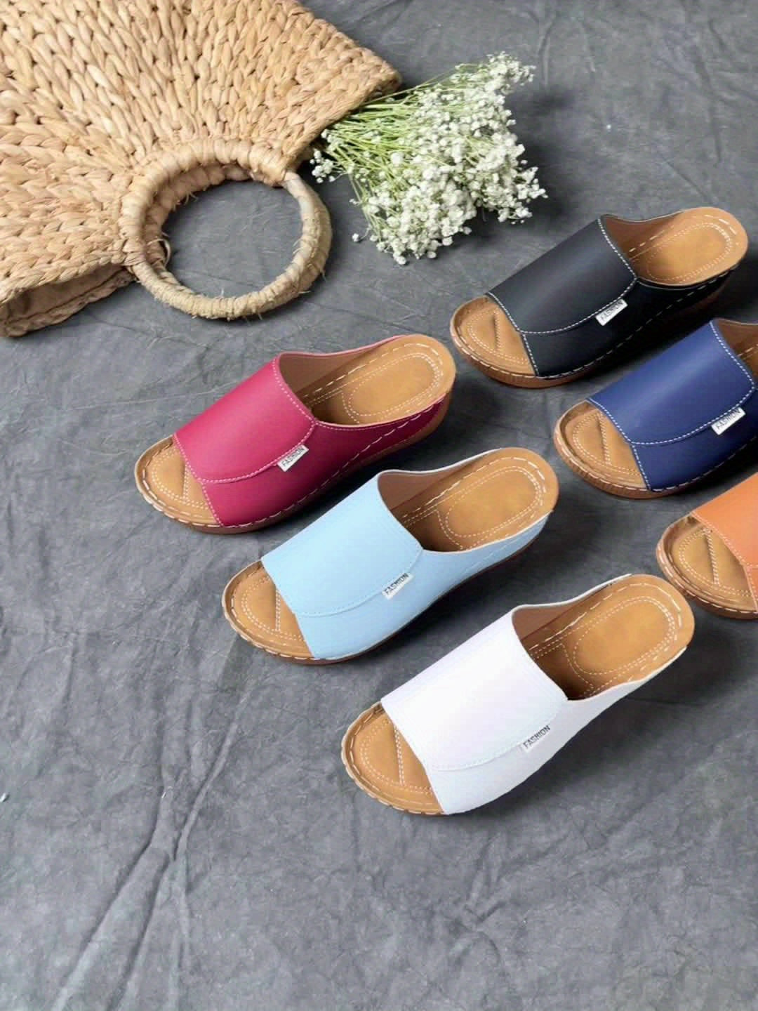 [6cm Light Blue Sandals] Light Blue Women's Platform Sandals | Comfortable Low Heel Summer Shoes, 6cm Width, TPR Sole, Brown PU Cover Inner Layer, Hand Wash or Dry Clean, Cushioned Insole, Strappy Sandals